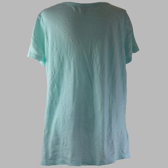 Eddie Baurer Mint Green Short Sleeve Pullover Partial Snap Blouse Size XL (C929) - Picture 5 of 7